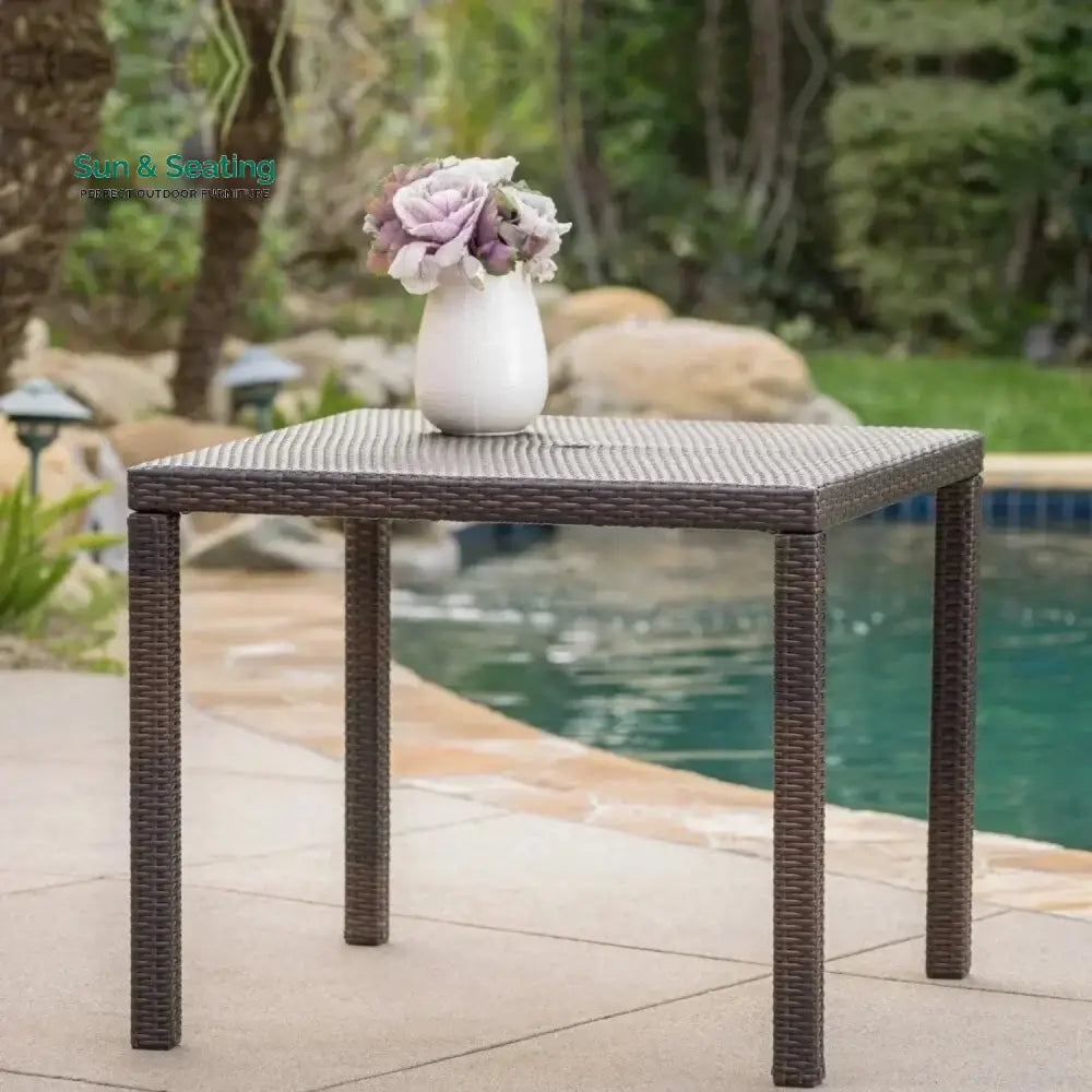 Outdoor Wicker Patio Wicker Coffee Table (Dark Brown) Table