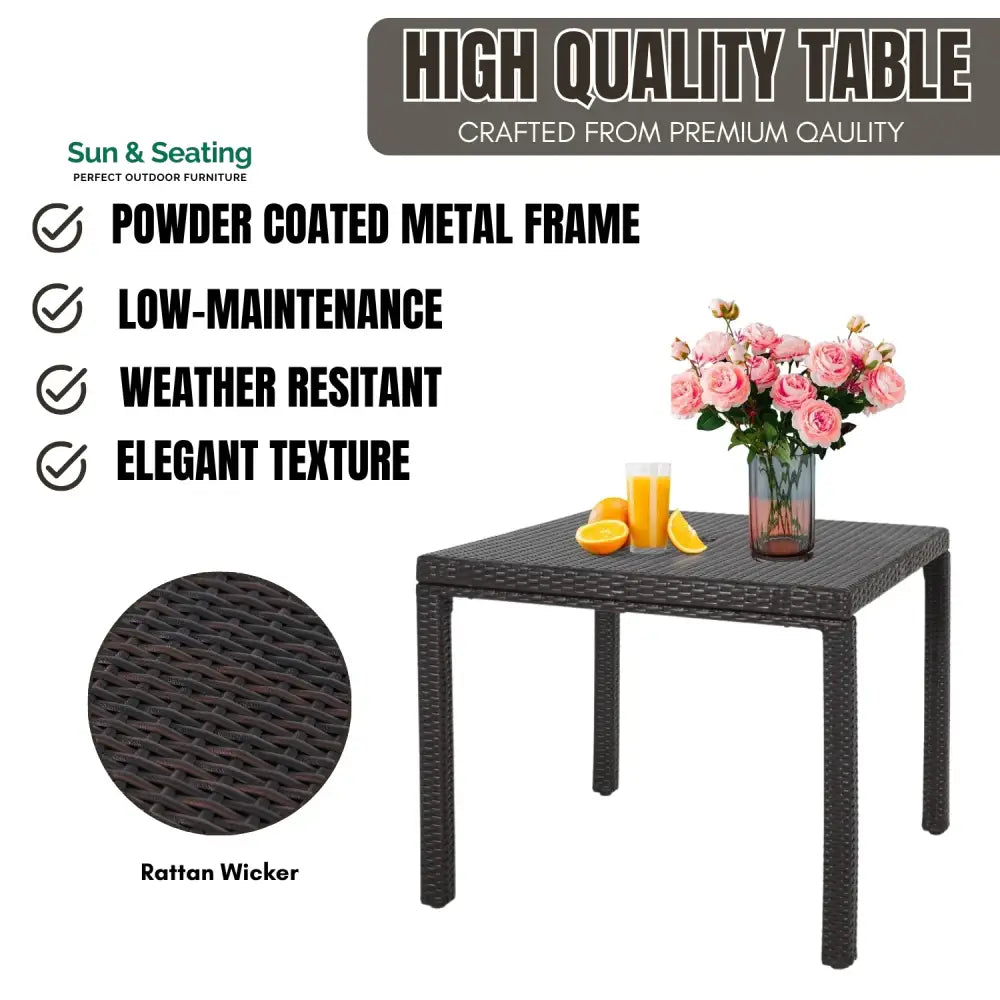 Outdoor Wicker Patio Wicker Coffee Table (Dark Brown) Table
