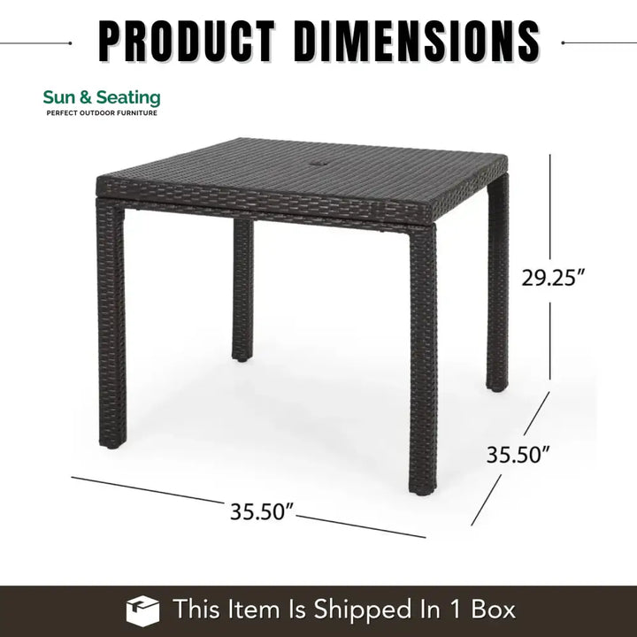 Outdoor Wicker Patio Wicker Coffee Table (Dark Brown) Table