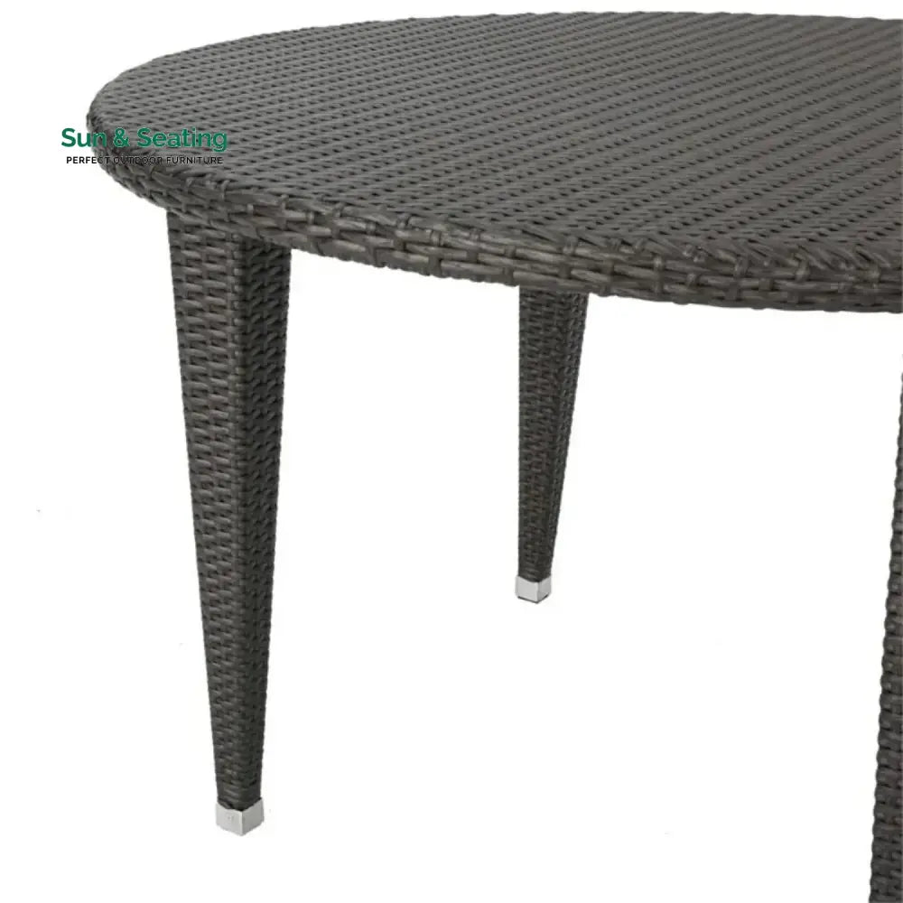 Outdoor Wicker Round Patio Dining Table (Dark Brown) Table