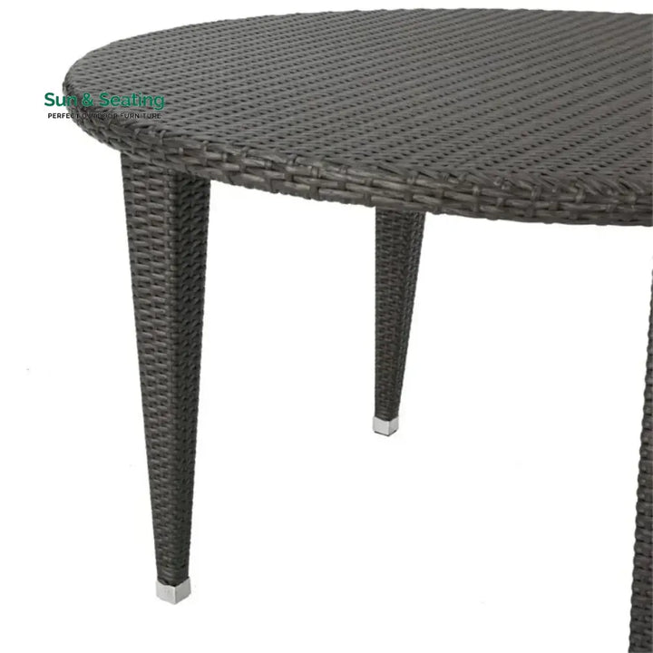Outdoor Wicker Round Patio Dining Table (Dark Brown) Table