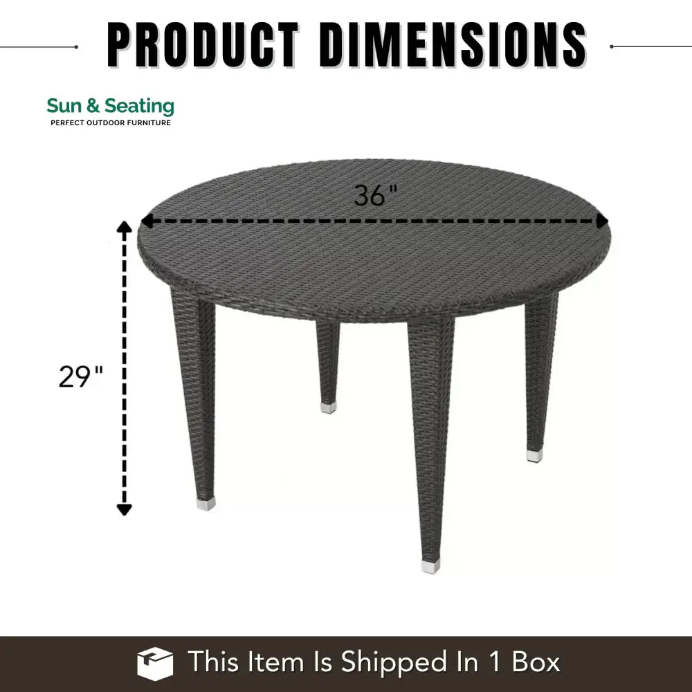 Outdoor Wicker Round Patio Dining Table (Dark Brown) Table