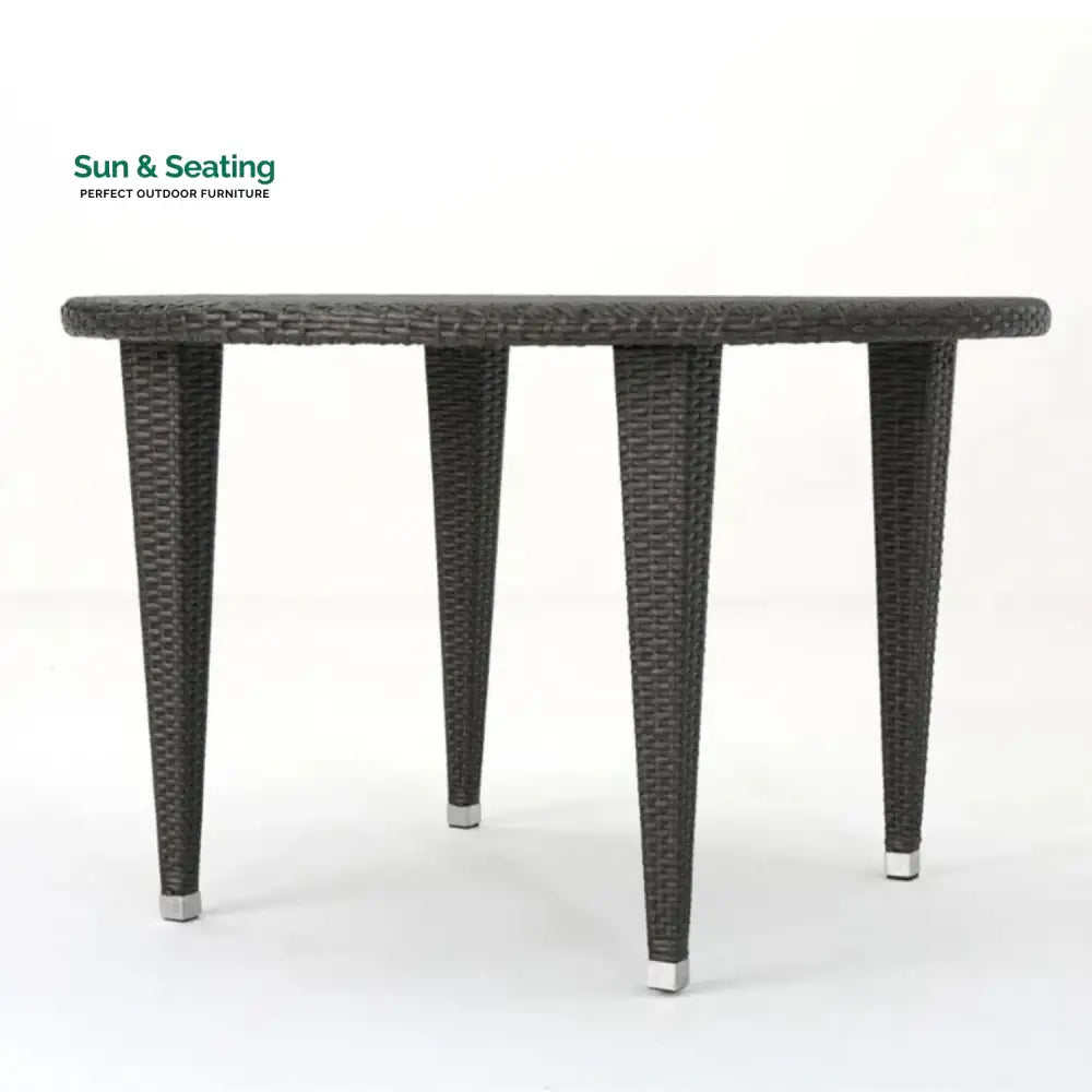 Outdoor Wicker Round Patio Dining Table (Dark Brown) Table
