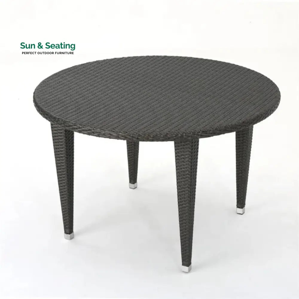 Outdoor Wicker Round Patio Dining Table (Dark Brown) Table
