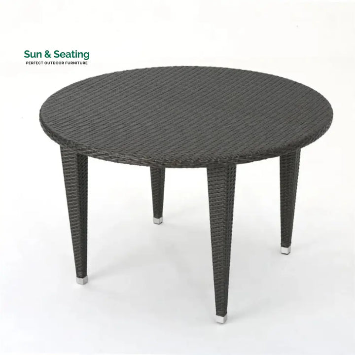 Outdoor Wicker Round Patio Dining Table (Dark Brown) Table