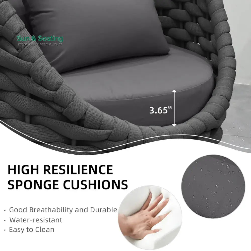 Outlee Outdoor Patio Seating Set 2 Chairs and 1 Table Set (Dark Grey) Braided &amp; Rope Coffee Table Sets