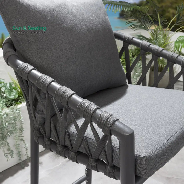Paca Outdoor Patio Bar Chair 4 Chairs For Balcony Braided &amp; Rope Bar Sets