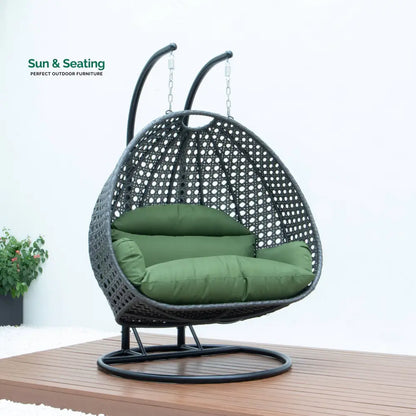 Paccio Double Seater Hanging Swing With Stand For Balcony Garden Swing (Dark Grey) Swings