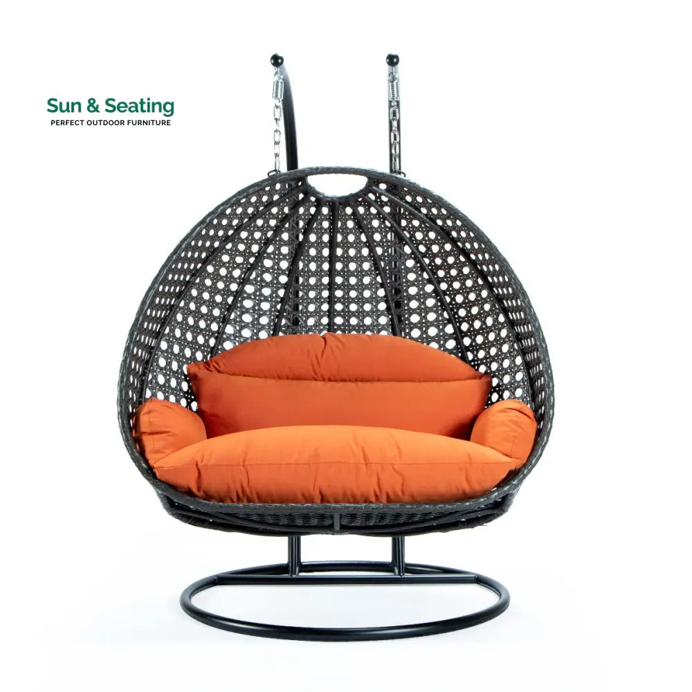 Paccio Double Seater Hanging Swing With Stand For Balcony Garden Swing (Dark Grey) Swings