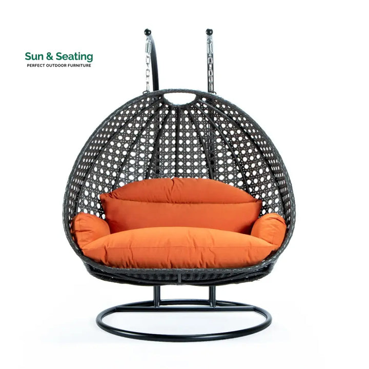 Paccio Double Seater Hanging Swing With Stand For Balcony Garden Swing (Dark Grey) Swings