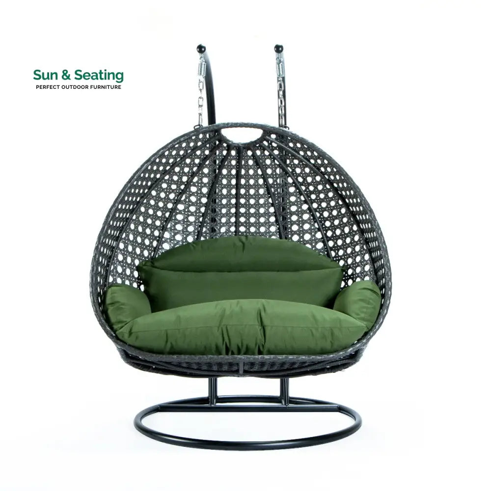 Paccio Double Seater Hanging Swing With Stand For Balcony Garden Swing (Dark Grey) Swings