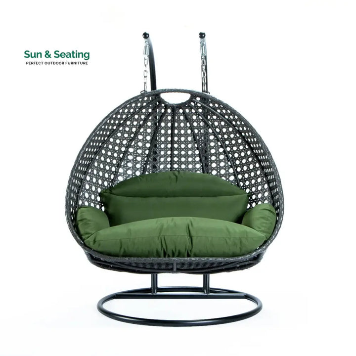 Paccio Double Seater Hanging Swing With Stand For Balcony Garden Swing (Dark Grey) Swings