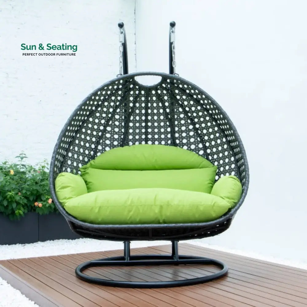 Paccio Double Seater Hanging Swing With Stand For Balcony Garden Swing (Dark Grey) Swings