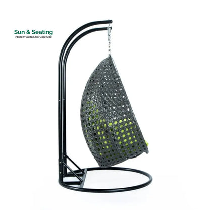 Paccio Double Seater Hanging Swing With Stand For Balcony Garden Swing (Dark Grey) Swings