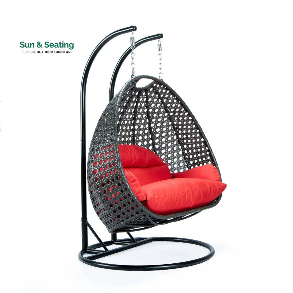 Paccio Double Seater Hanging Swing With Stand For Balcony Garden Swing (Dark Grey) Swings