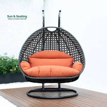Paccio Double Seater Hanging Swing With Stand For Balcony Garden Swing (Dark Grey) Swings
