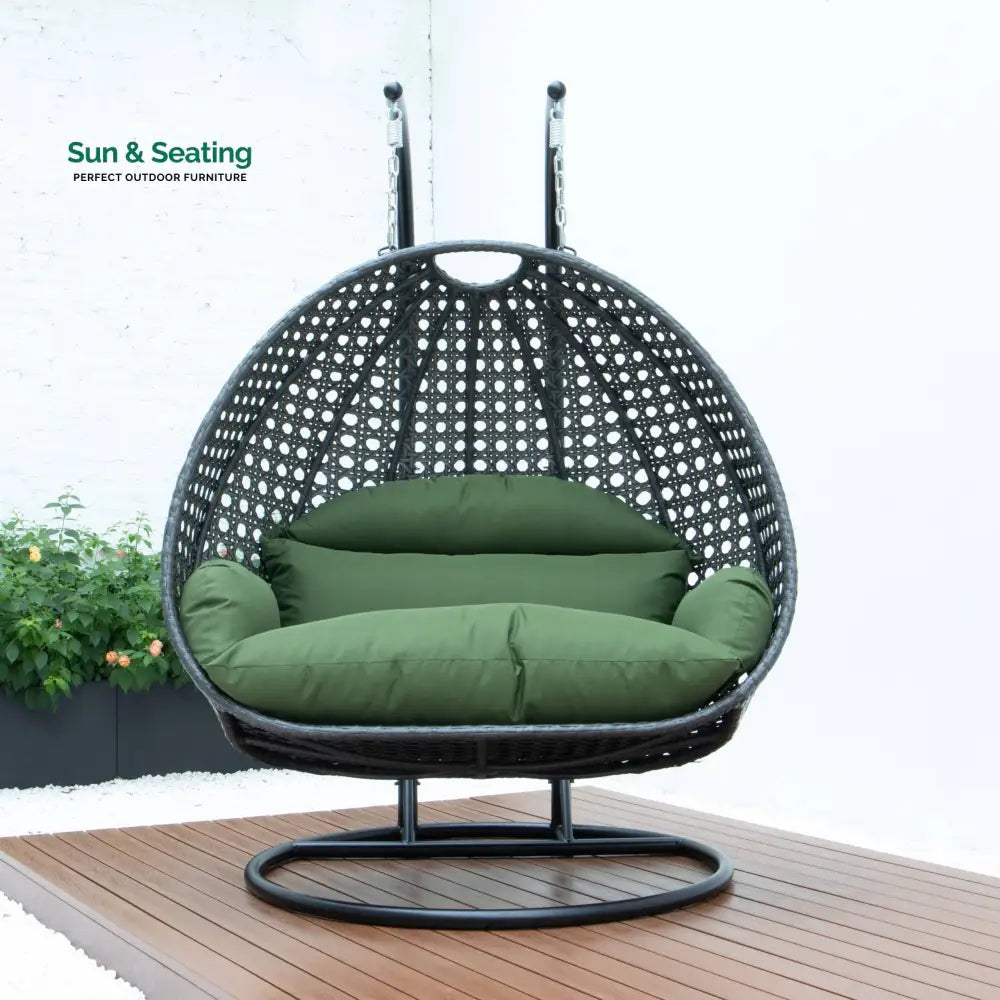 Paccio Double Seater Hanging Swing With Stand For Balcony Garden Swing (Dark Grey) Swings