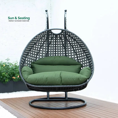 Paccio Double Seater Hanging Swing With Stand For Balcony Garden Swing (Dark Grey) Swings