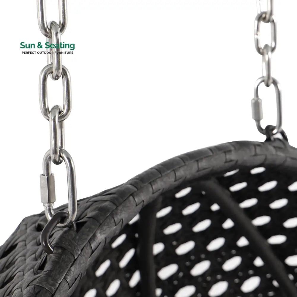 Paccio Double Seater Hanging Swing With Stand For Balcony Garden Swing (Dark Grey) Swings