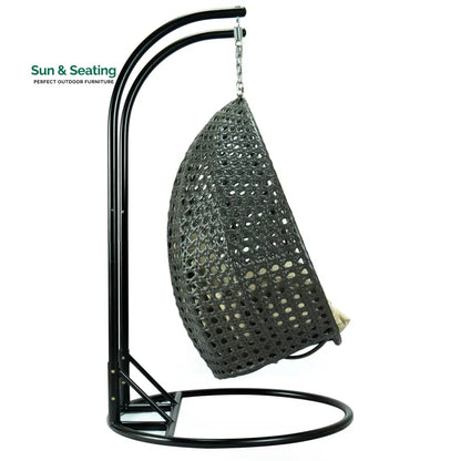 Paccio Double Seater Hanging Swing With Stand For Balcony Garden Swing (Dark Grey) Swings
