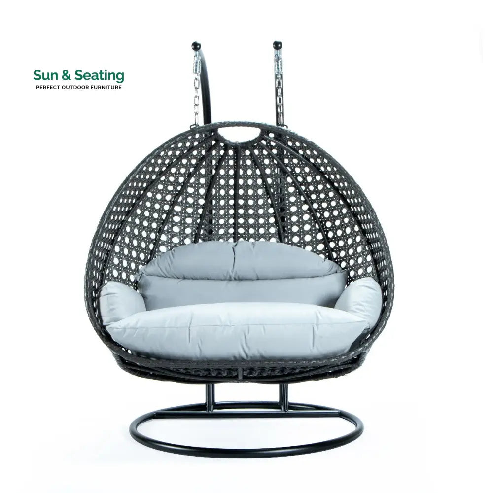 Paccio Double Seater Hanging Swing With Stand For Balcony Garden Swing (Dark Grey) Swings