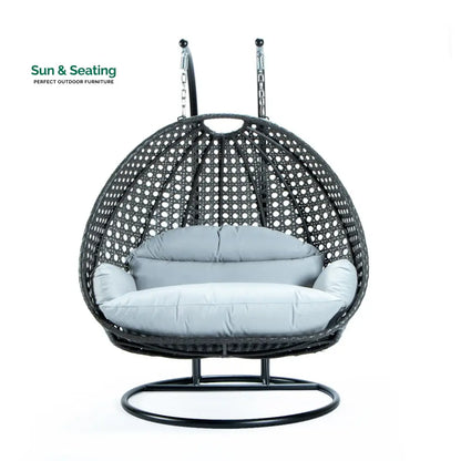 Paccio Double Seater Hanging Swing With Stand For Balcony Garden Swing (Dark Grey) Swings