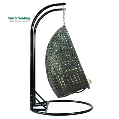 Paccio Double Seater Hanging Swing With Stand For Balcony Garden Swing (Dark Grey) Swings