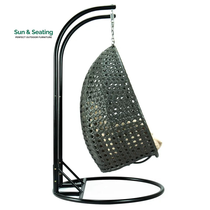 Paccio Double Seater Hanging Swing With Stand For Balcony Garden Swing (Dark Grey) Swings