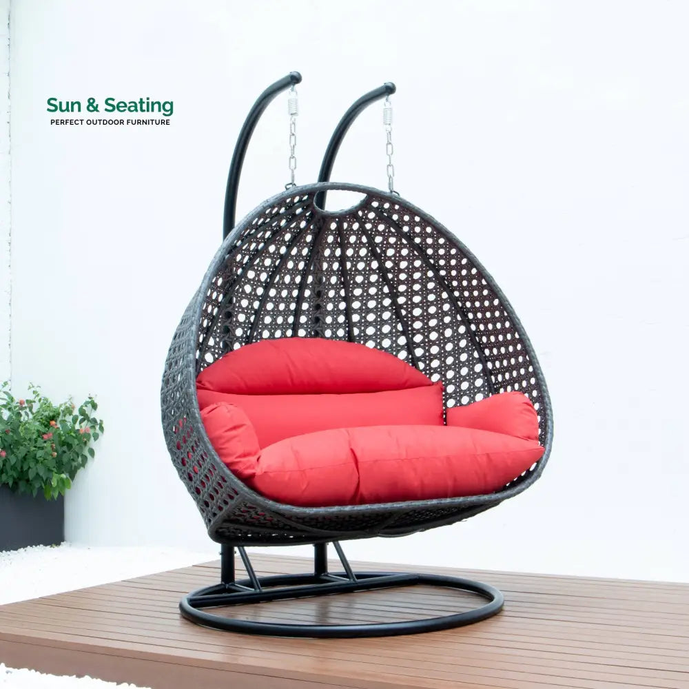 Paccio Double Seater Hanging Swing With Stand For Balcony Garden Swing (Dark Grey) Swings