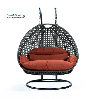 Paccio Double Seater Hanging Swing With Stand For Balcony Garden Swing (Dark Grey) Swings