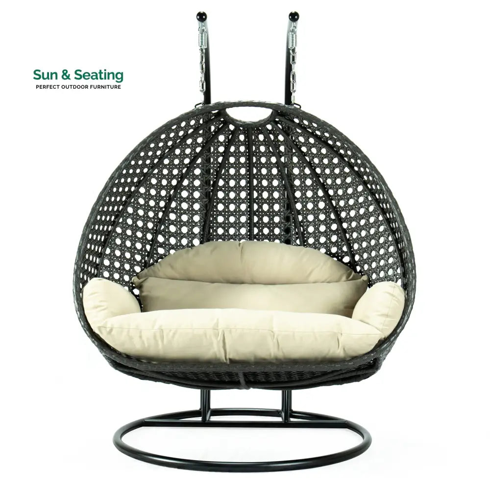 Paccio Double Seater Hanging Swing With Stand For Balcony Garden Swing (Dark Grey) Swings