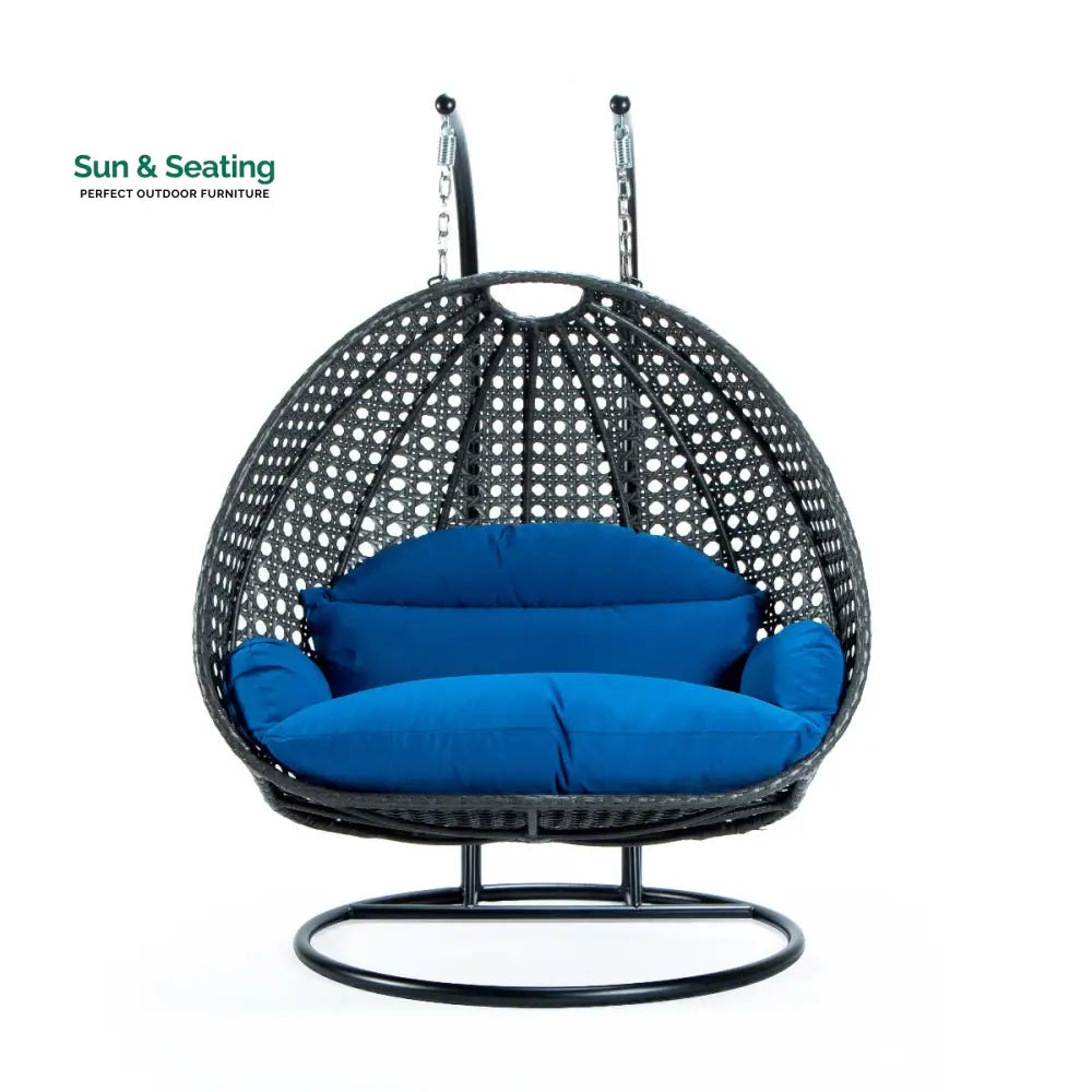 Paccio Double Seater Hanging Swing With Stand For Balcony Garden Swing (Dark Grey) Swings