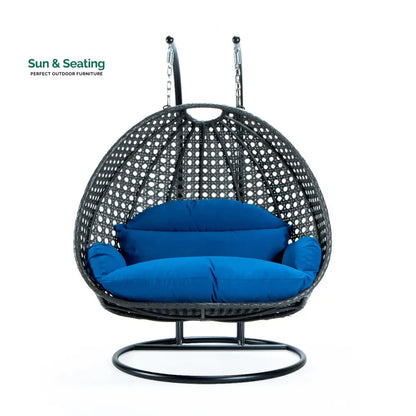 Paccio Double Seater Hanging Swing With Stand For Balcony Garden Swing (Dark Grey) Swings