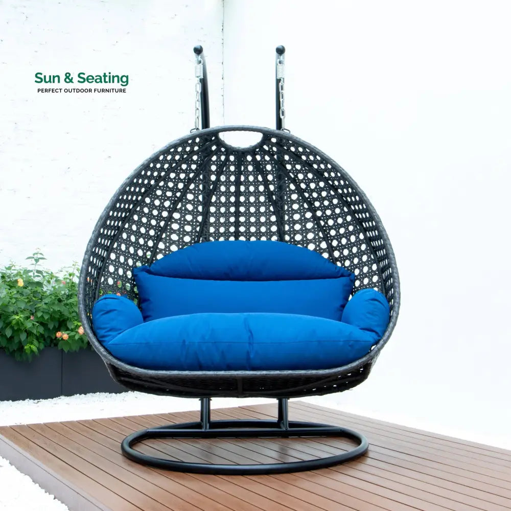 Paccio Double Seater Hanging Swing With Stand For Balcony Garden Swing (Dark Grey) Swings