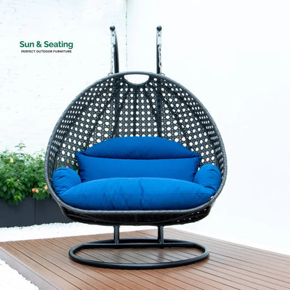 Paccio Double Seater Hanging Swing With Stand For Balcony Garden Swing (Dark Grey) Swings