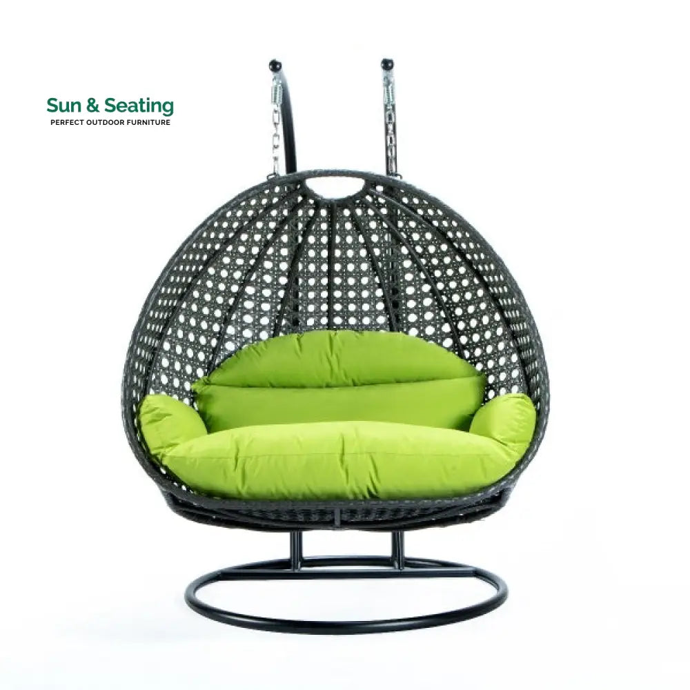 Paccio Double Seater Hanging Swing With Stand For Balcony Garden Swing (Dark Grey) Swings