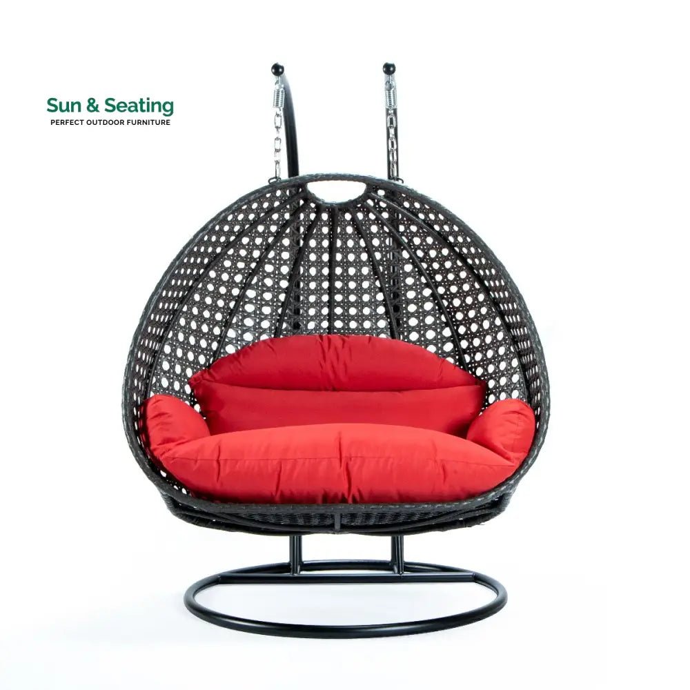 Paccio Double Seater Hanging Swing With Stand For Balcony Garden Swing (Dark Grey) Swings