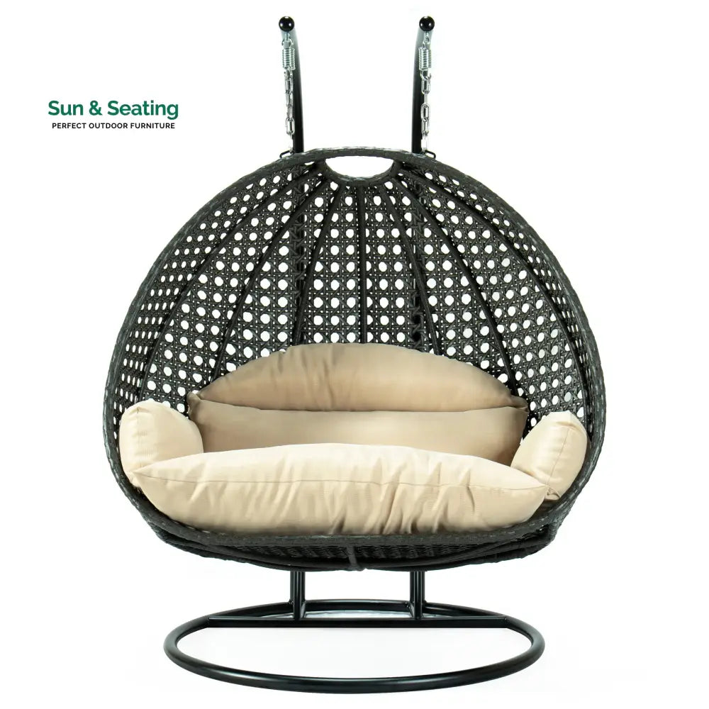 Paccio Double Seater Hanging Swing With Stand For Balcony Garden Swing (Dark Grey) Swings