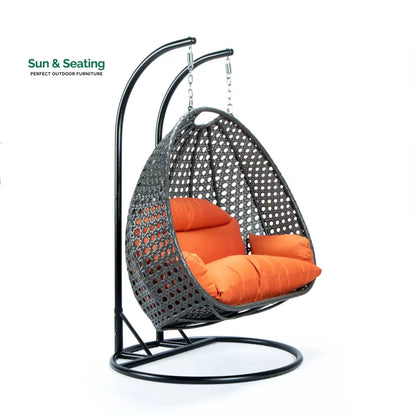 Paccio Double Seater Hanging Swing With Stand For Balcony Garden Swing (Dark Grey) Swings