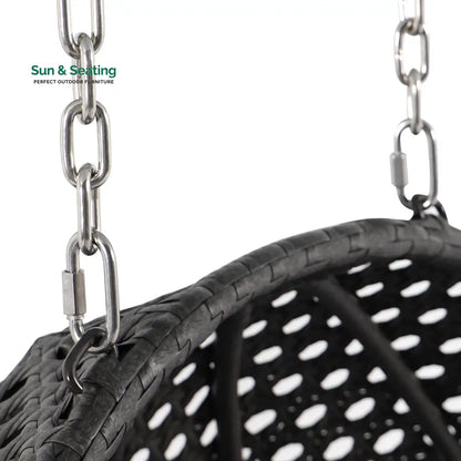 Paccio Double Seater Hanging Swing With Stand For Balcony Garden Swing (Dark Grey) Swings