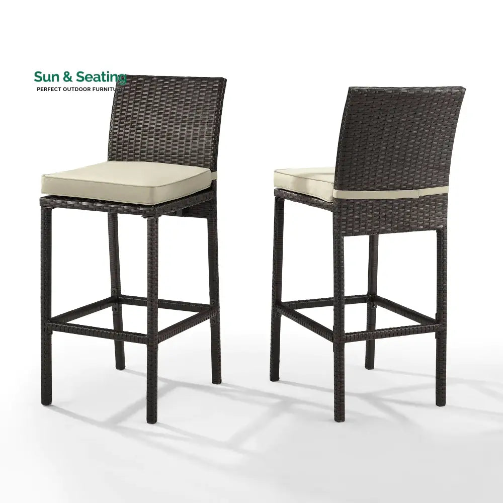 Paccio Outdoor Patio Bar Chair 2 Chairs For Balcony (Brown) Bar Sets