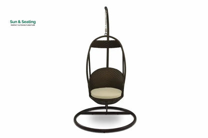 Palazzo Single Seater Hanging Swing With Stand For Balcony Garden Swing (Dark Brown) Swings