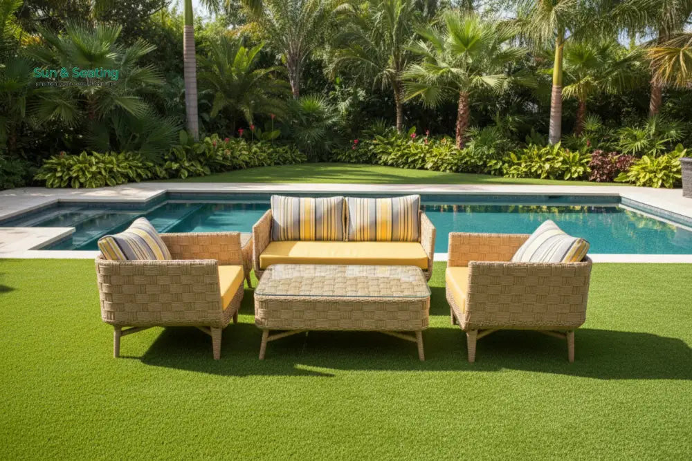 Palerma Outdoor Sofa Set 2 Seater 2 Single seater 1 Center table (Honey) Sofa Sets