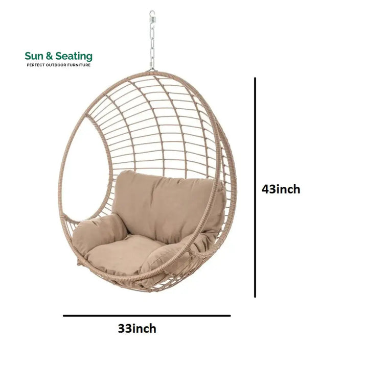 Palerma Single Seater Hanging Swing Without Stand For Balcony Garden Swing (Honey) Swings