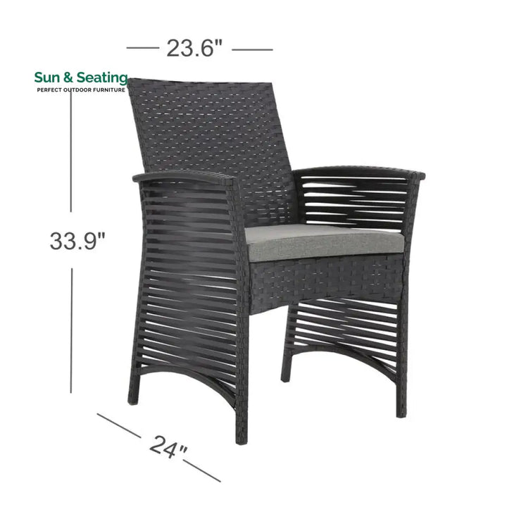 Palermo Outdoor Patio Dining Set 6 Chairs and 1 Table (Black) Dining sets