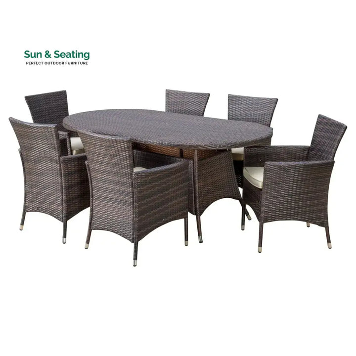 Palesa 7-Piece Outdoor Rattan Wicker Dining Table Set Dining Set