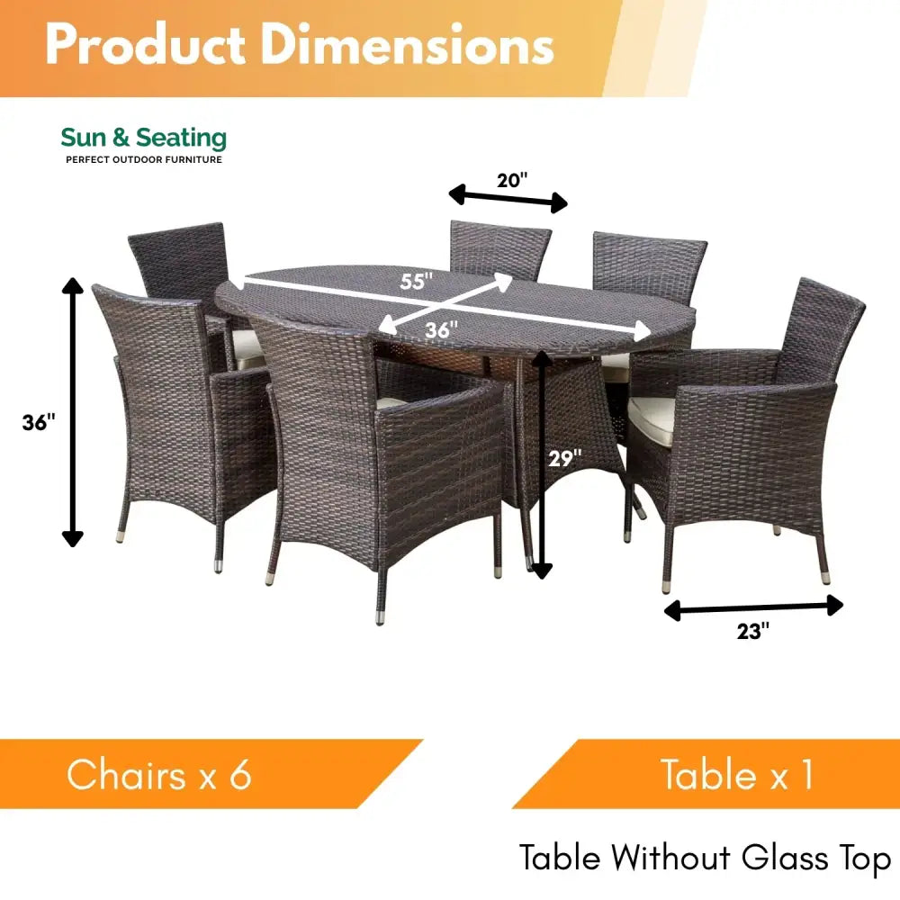 Palesa 7-Piece Outdoor Rattan Wicker Dining Table Set Dining Set