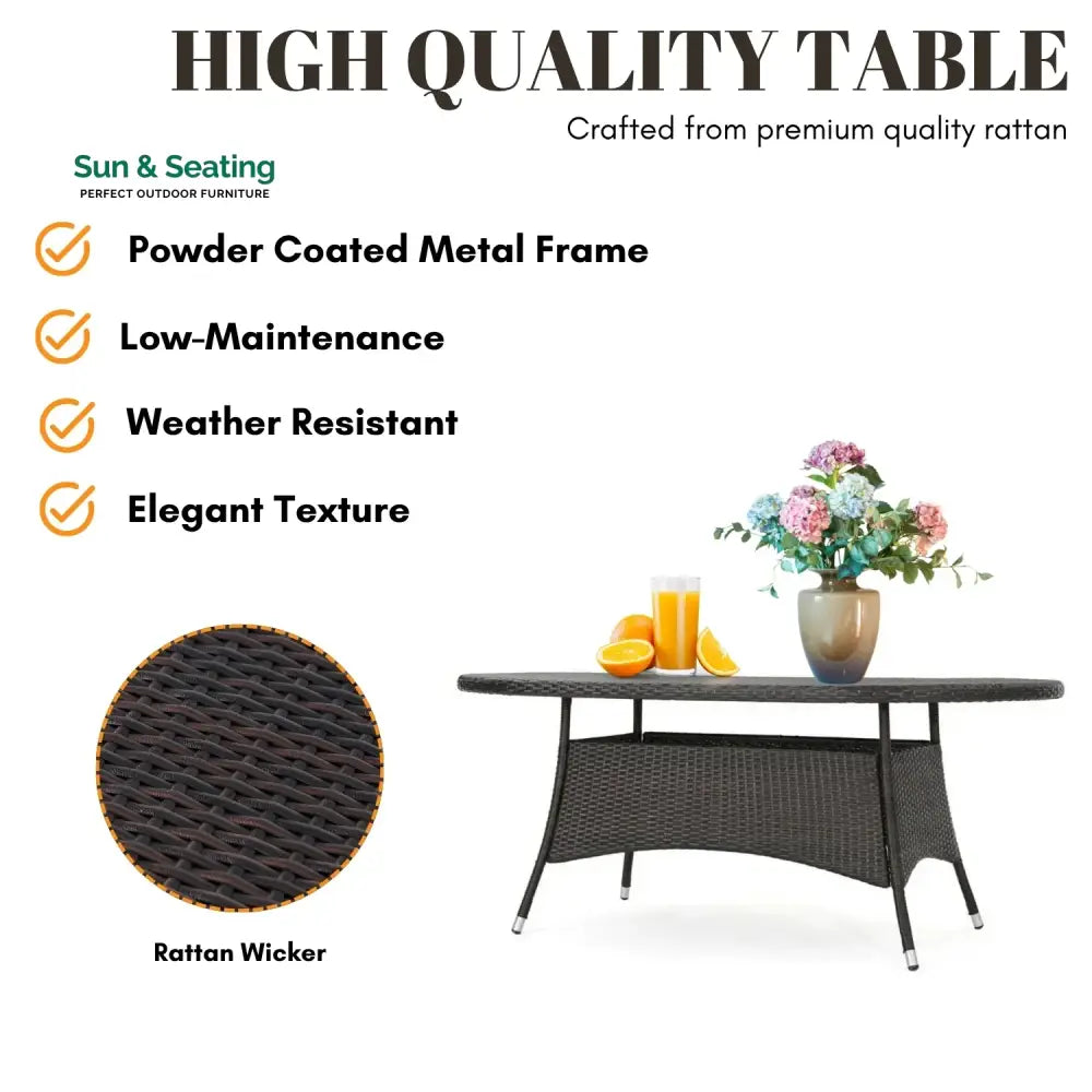 Palesa 7-Piece Outdoor Rattan Wicker Dining Table Set Dining Set
