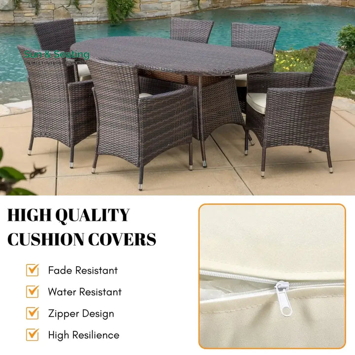 Palesa 7-Piece Outdoor Rattan Wicker Dining Table Set Dining Set