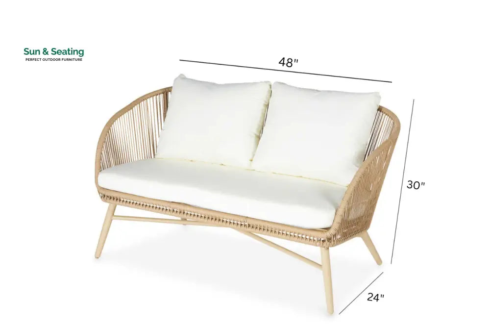 Palmer Outdoor Garden Balcony Sofa Set 2 Seater 2 Single seater and 1 Center Table Set (White + Tan) Sofa Sets